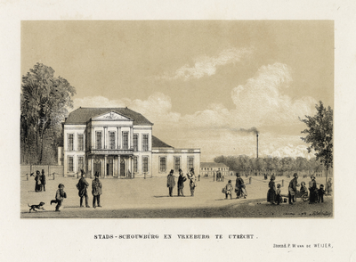 38232 Gezicht op het Vredenburg te Utrecht met de voorgevel van de stadsschouwburg (Vredenburg D 163).N.B. Het adres ...